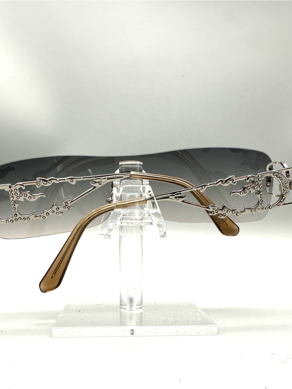 Christian Dior Fire Sunglasses Silver Flame Grey Gradient Shield 75BHY 125 C2 - Picture 2 of 8